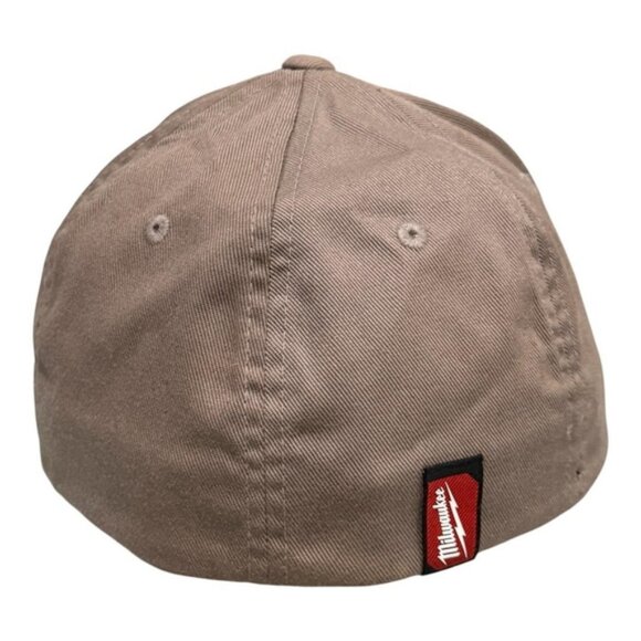 Milwaukee Hat Cap Fitted Mens Small Medium Khaki Flexfit Workwear Yupoong Tools - Picture 3 of 7